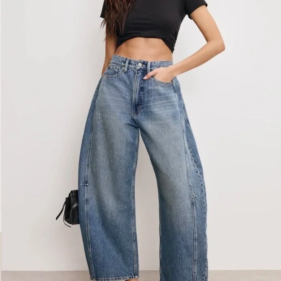 Good American Flare Wide-Leg Denim Jeans extremely barrel jeans - Picture 1 of 2
